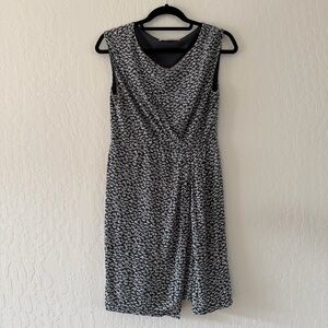 LOFT Blue and White Midi Wrap Dress